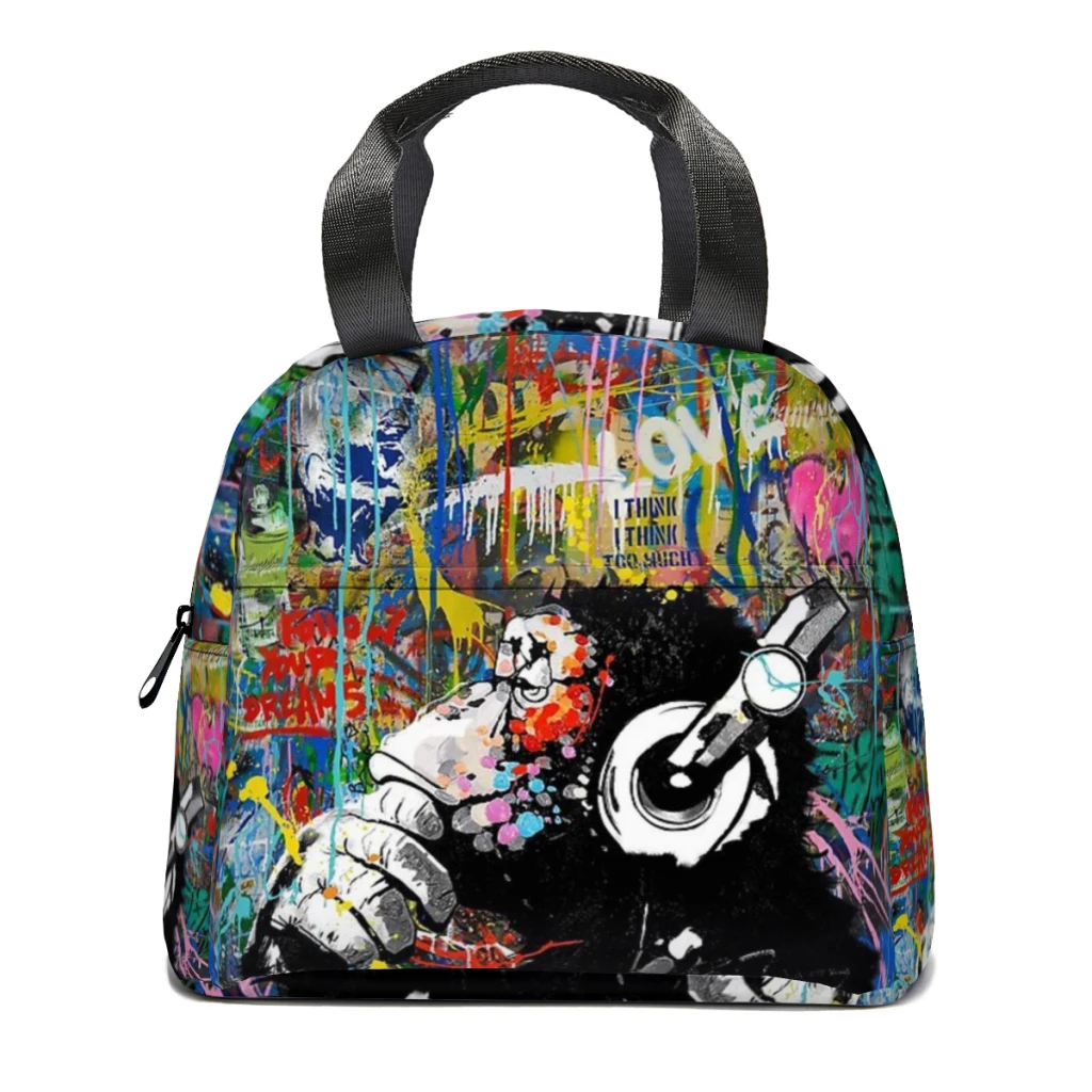 Monkey Thinker - Banksy Urban Contemporary Colorful Street Art DJ Chimp Изолированная термосумка-холодильник