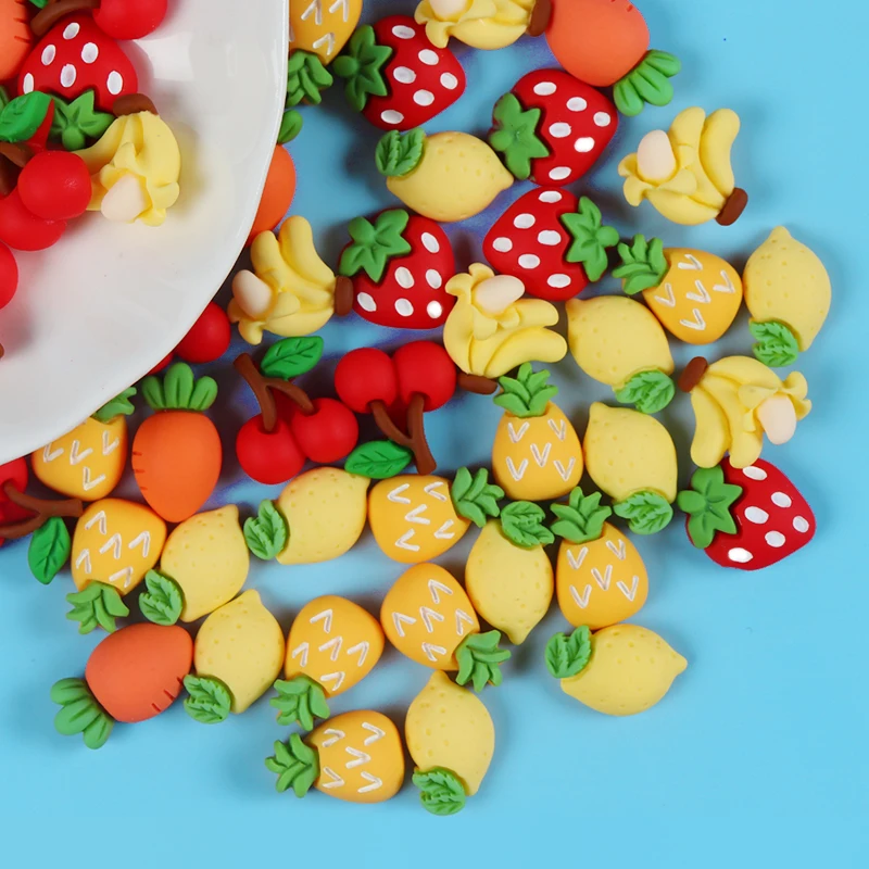 

10 Pcs Cute Mini Fruit Resin Accessories Summer Nail Art Decorations Lemon Strawberry Cherry Shaped Design Kawaii Nail Charms 3D