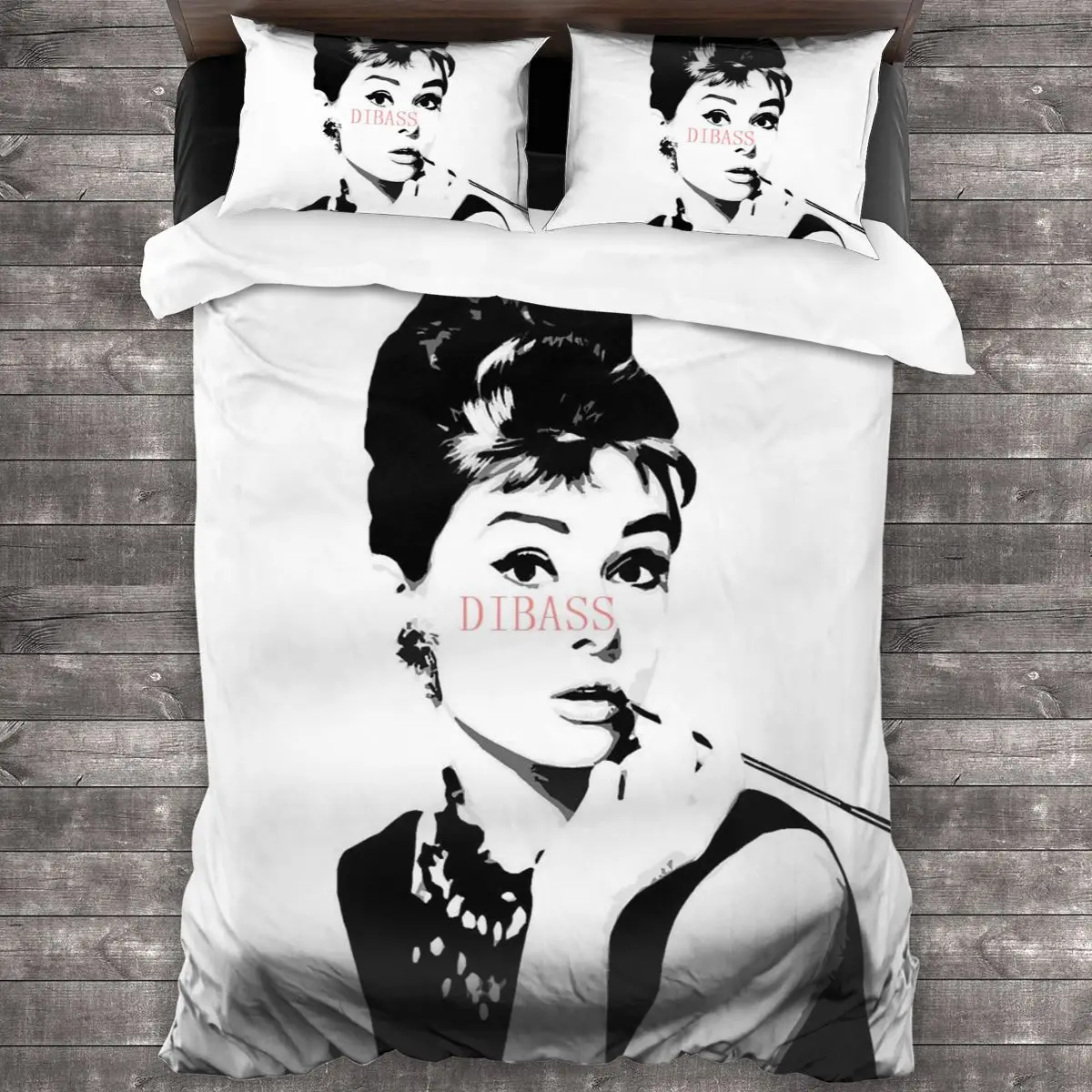

Audrey Hepburn Portrait Art Soft Microfiber Comforter Set with 2 Pillowcase Quilt Cover With Zipper Closure