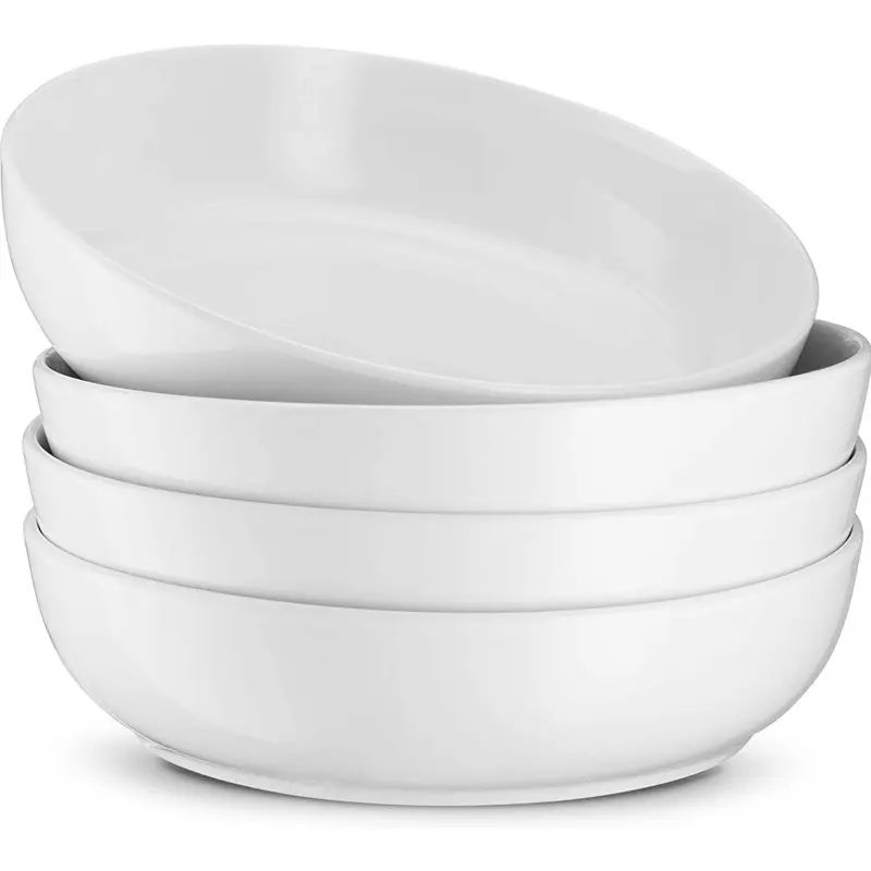 

4-Pc Ceramic Pasta Bowl Set 40 Oz Stoneware Serving Bowls for Kitchen, White