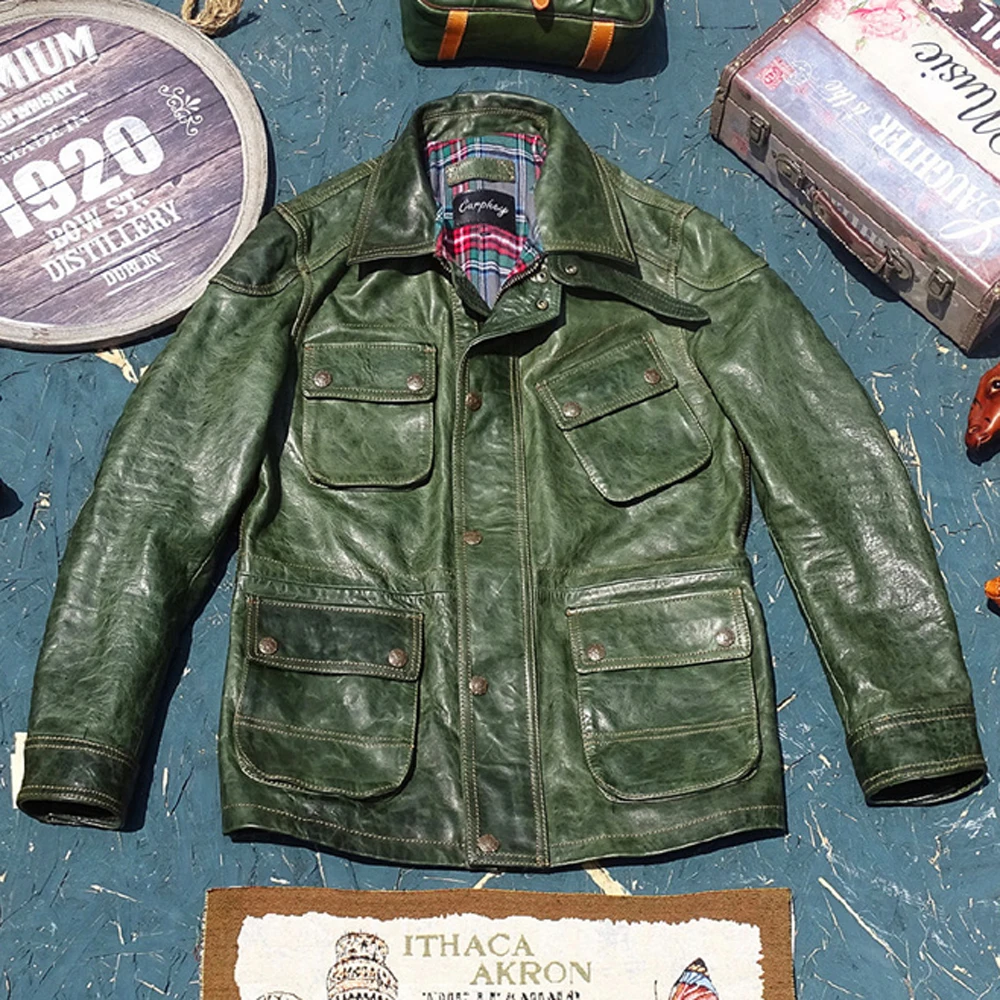 2023Pakistan Horsehide Leather Mens Jacket Windbreaker Coat Plus Size 5XL Big Tall Man Bomber Coats Genuine Leather Trench Coat