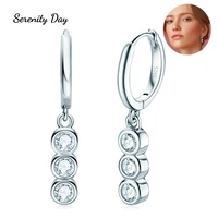 serenity day bezel set moissanite earrings s925 silver 0 6 carat tassel moissanite stud charm for women wedding fine jewelry