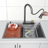 sus304 stainless steel sink under counter small sink large single slot waterfall faucet nano sink kitchen accessories