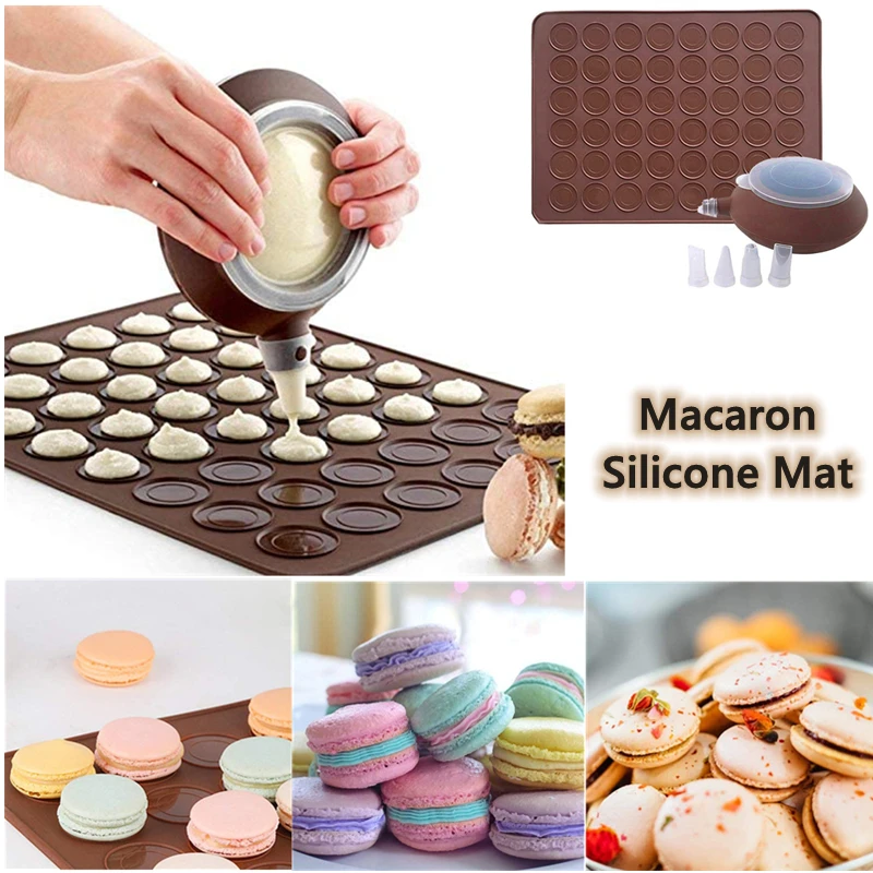 DIY Macaroon Kit Macaron Silicone Mat Non-Stick Baking Mold Set 48/36 Capacity Macaron Pot Cake Decorating Supplies Pastry Mould