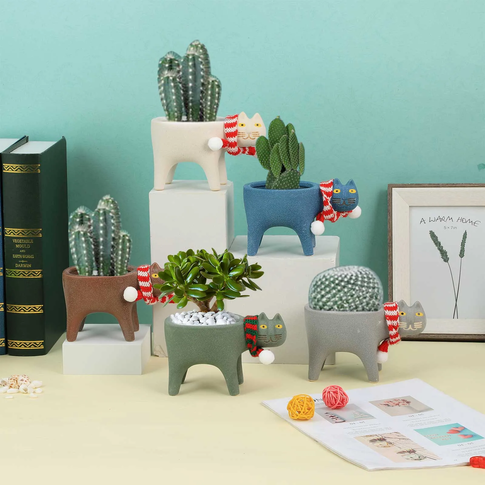

Garden Flowerpot Ceramic Flowerpot Cat Drainable Succulent Cactus Flowerpot Home Decor