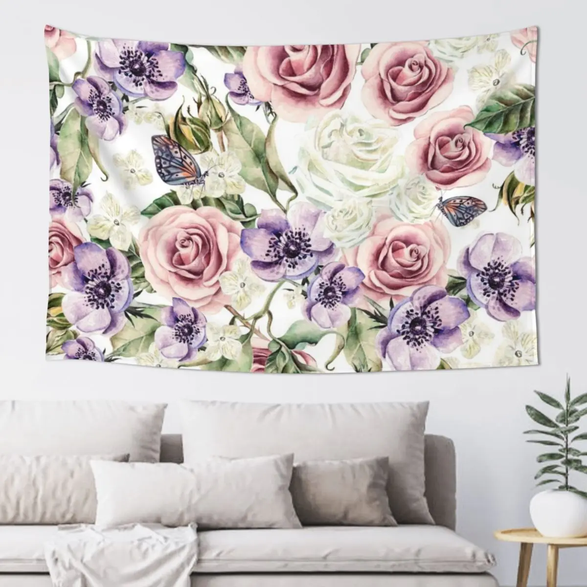 Романтический акварельный цветочный узор гобелен корейский декор комнаты