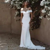simple off shoulder mermaid wedding dress elegant modern bridal gowns sweep train bride party vestido de novia 2022 sweetheart