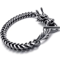 vintage silver color dragon stainless steel bracelet for men fashion biker jewelry