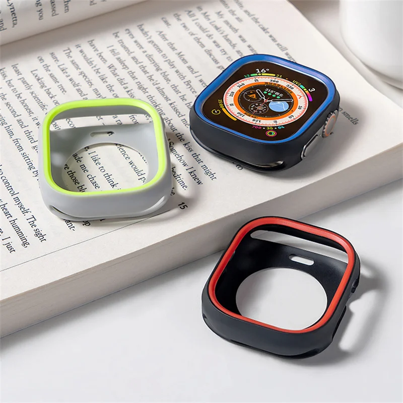 Soft Silicone Case For Apple Watch Ultra 49mm Cover For apple watch 8 case 45mm For iWatch Series 7 6 5 SE 49MM 44MM Accessories