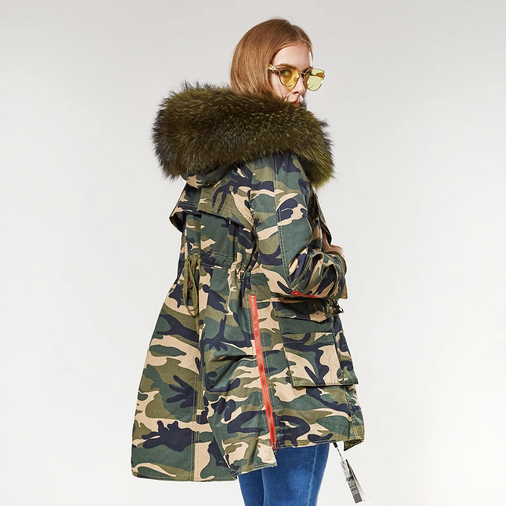 Mmaomaokong 2021 модная зимняя куртка из натурального меха пальто с воротником енота
