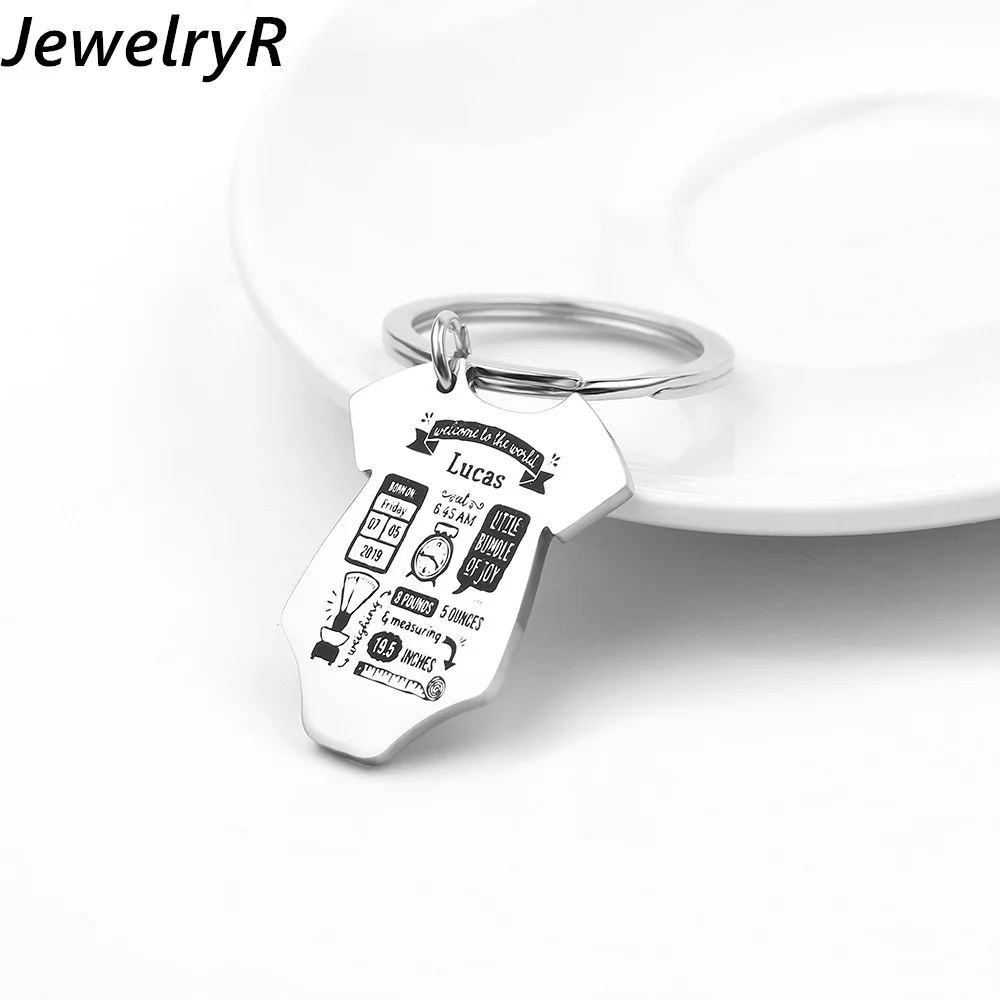 

JewelryR Personality Custom Clothes Keychain Stainless Steel Hand Carved Keyring Memorial Date For Unisex Jewelry Christmas Gift