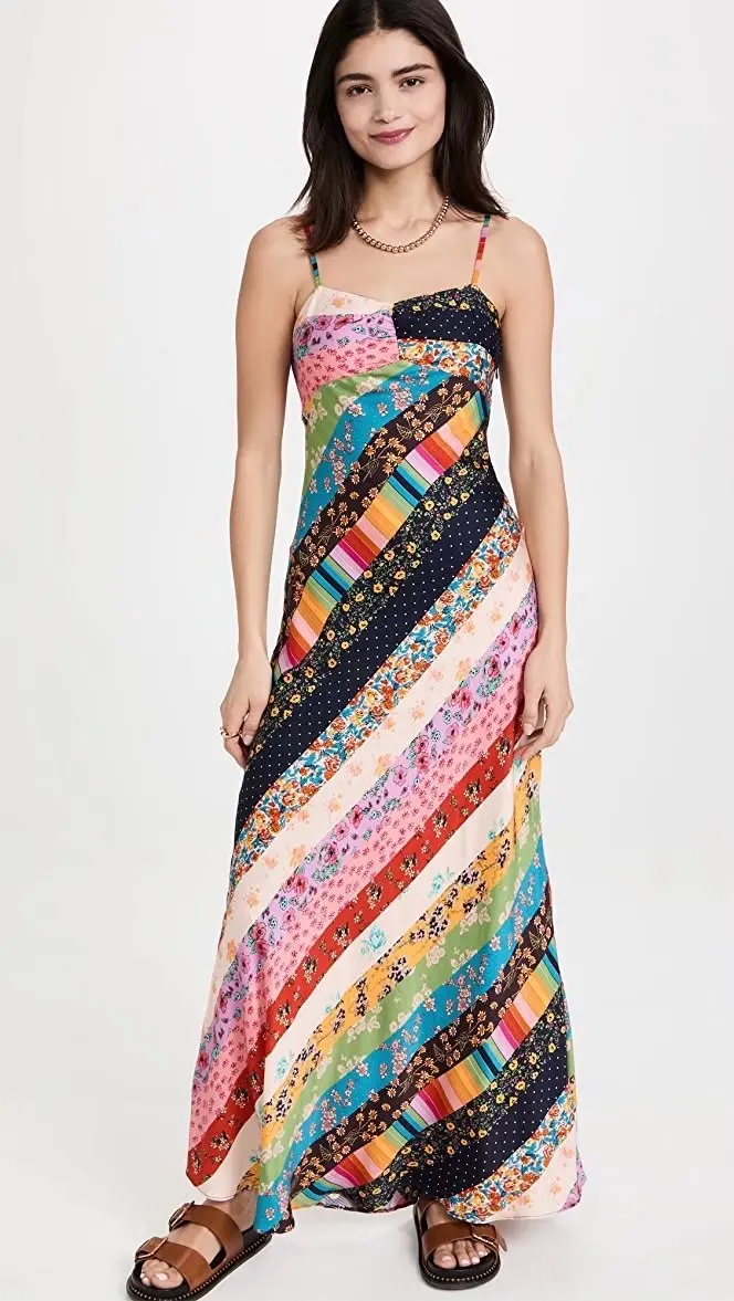 

Summer New Women's Fashion and Elegant Style Multi-color Printed Suspenders Open Back A-line Dress