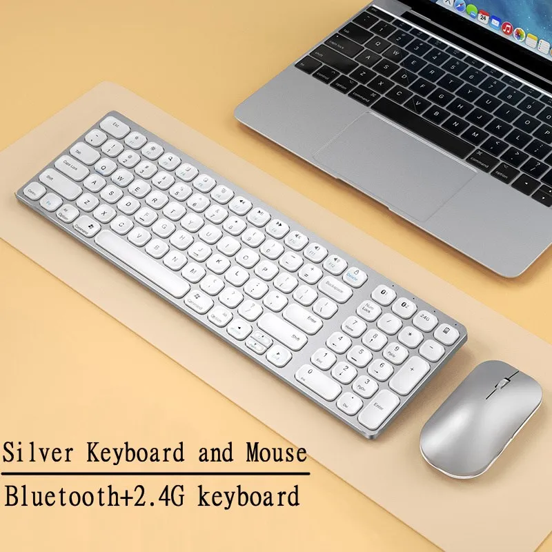 

Bluetooth Keyboard and Mouse Combo 2.4G Wireless Full Size Multimedia Keyboard Mouse Set For Laptop PC TV iPad Macbook Android