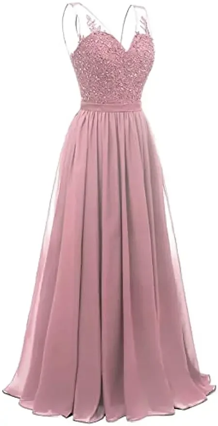 Бирюзовые шифоновые платья подружки невесты с v-образным вырезом длинные