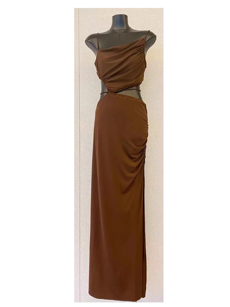 

Fashion Classic Trendy Luxury Designer cloth Spring/Summer New Versatile Slit Sexy Open Waist Holiday Dress Woman