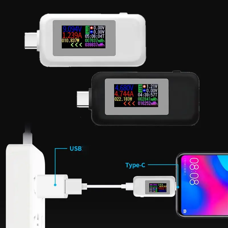 KWS-1902C тип-c цветной дисплей USB тестер напряжение тока монитор измеритель мощности
