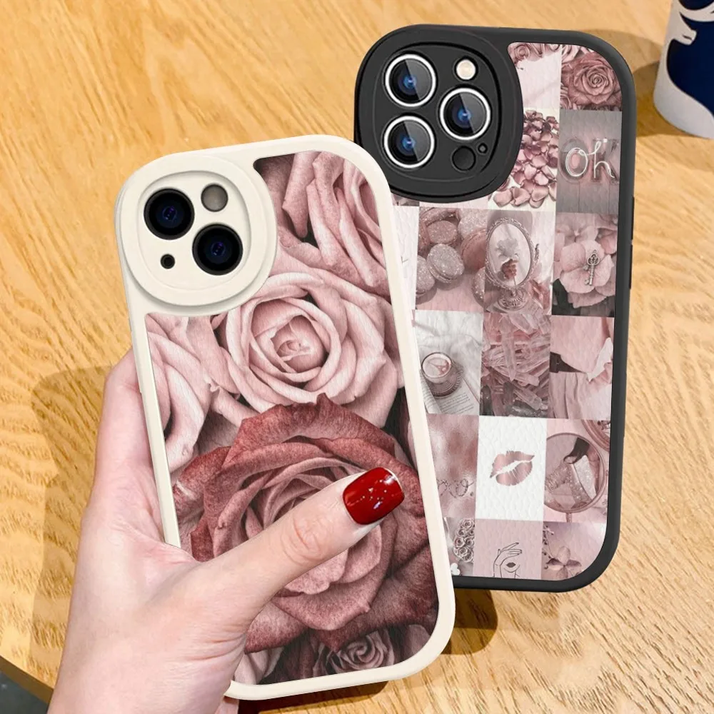 Красивый жесткий кожаный чехол для телефона с изображением Золотой розы iPhone 14 13 12