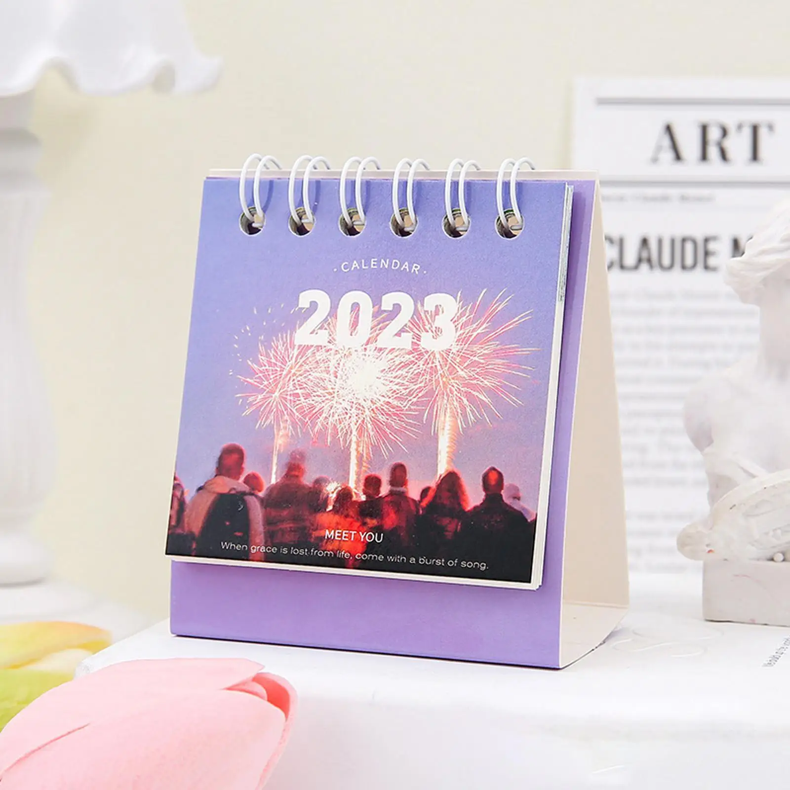 

2023 Calendar Ins Style Mini Portable Calendar Simple Monthly Desk Stationery Calendar Planner Decor Landscape Kawaii Beaut J6f7