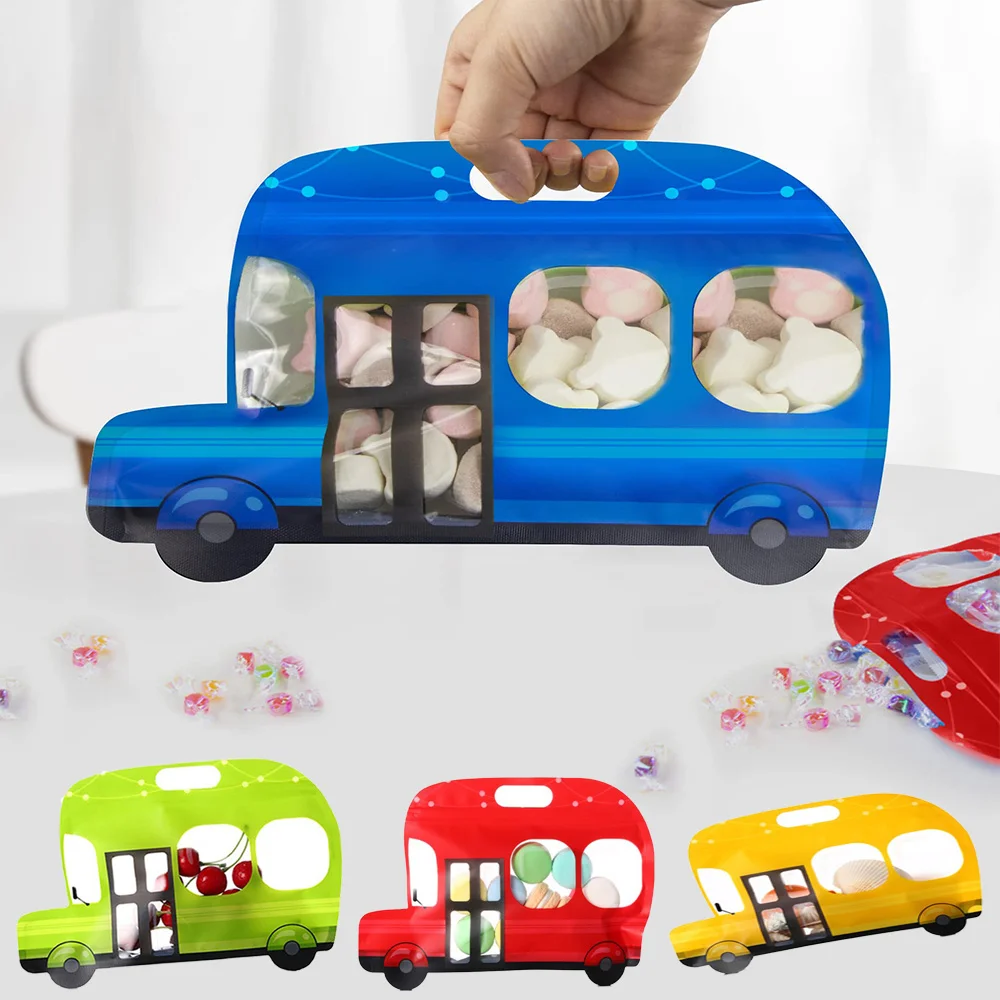 

12Pcs Car Shaped Aluminum Foil Pouch Heat Seal Front Window Mylar Bag Food Storage with Tear Notch for Party Favor Food Candy