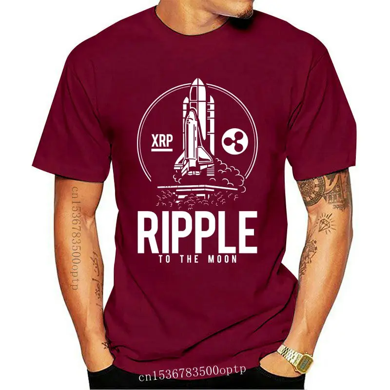 

New Ripple To The Moon T-Shirt - BTC XRP - Bitcoin Crypto 2021 T Shirts Funny Tops Tee 2021 Unisex Funny Tops Black Style Plus S