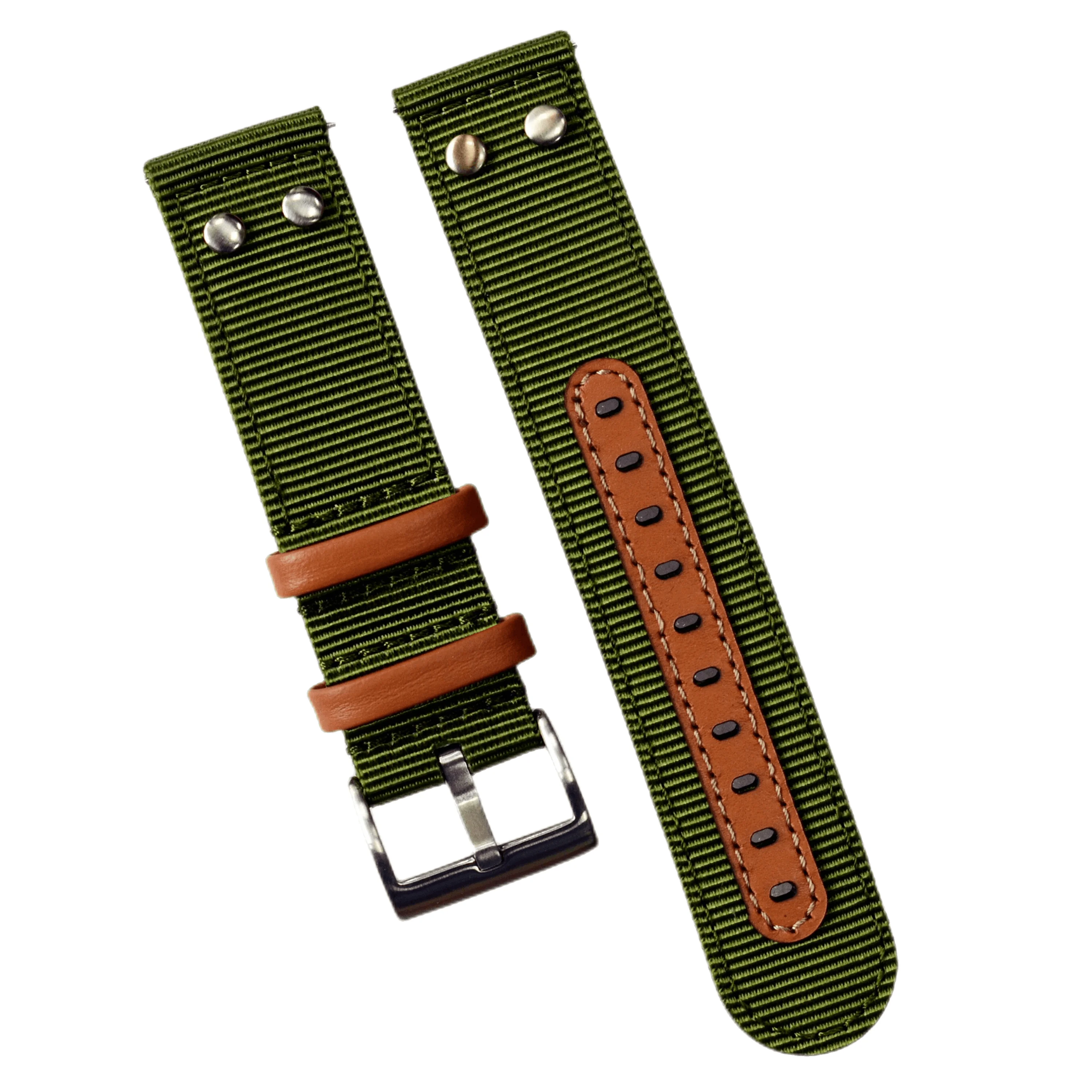 Stripe Black Green Nato Nylon Watch Band 20mm 22mm 24mm Pin Buckle Wristband Sport Bracelet