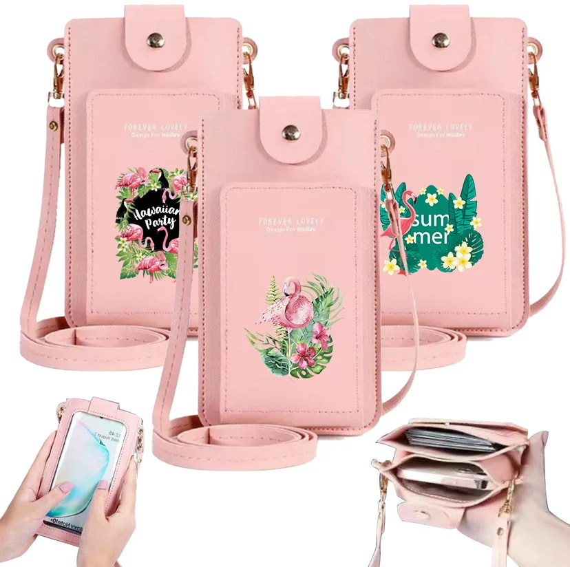 

Crossbody Mobile Phone Bag Transparent Touch Screen Cell Cover Universal Model Mini Case Shoulder Bags New Women Leather Wallets