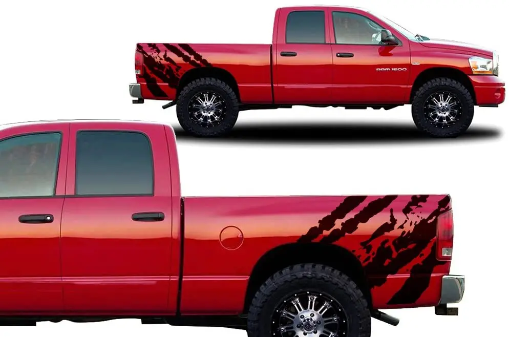 

Factory Crafts Ripped Rear Quarter Panel Graphics Kit 3M Vinyl Decal Wrap Compatible with Dodge Ram 2002-2008 - Matte Black