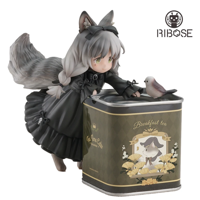 In Stock Origianl RIBOSE STAR Anime Kageboshi Tabby Figure Cat Tea Party Cat Teapot Cat 13Cm Figurine Model Toys for Boys Gift
