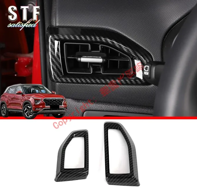 

Carbon Fiber Style Interior Air-Condition Vent Outlet Cover Trim For Hyundai IX25 2019 2020 Car Accessories Stickers W4