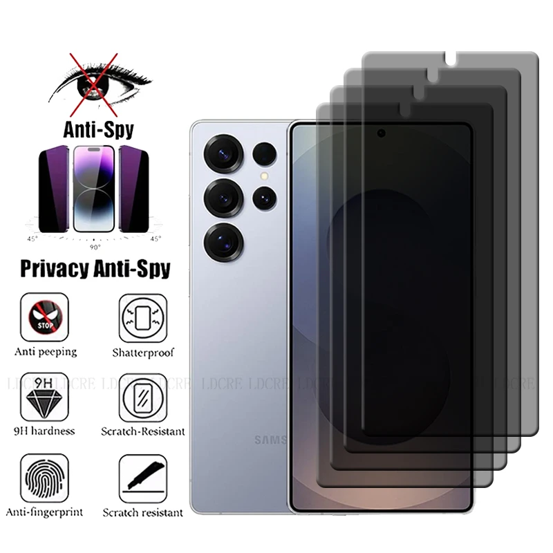 Фото 4 шт. для Samsung Galaxy S25 Ultra Стекло для Samsung S25 Защитная пленка для экрана Anti-Spy Privacy закаленное стекло Samsung S25 Ultra Plus №1