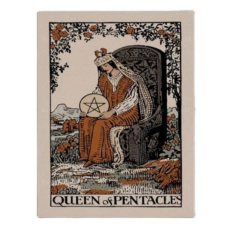 

The Sun Изумрудный зеленый черный и королева пентакулов Карта Таро печать нейтральный Vibe постер холст настенное искусство для декора гостиной