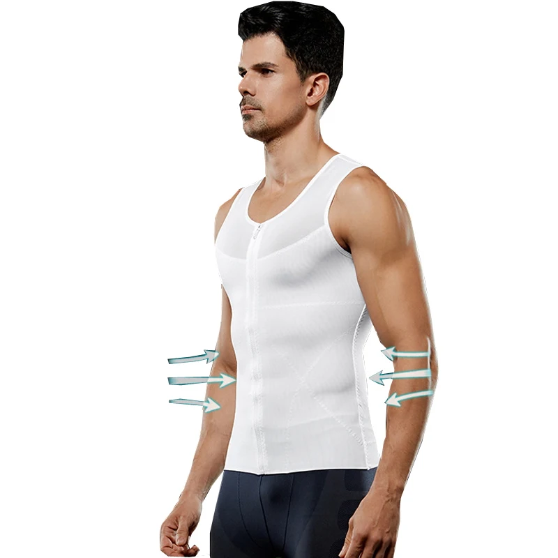 HaleyChan Men Powernet Body Shaper Slimming Vest Chest Compression Shirt Tight Undershirt Fitness Shapewear Corset Waist Trainer