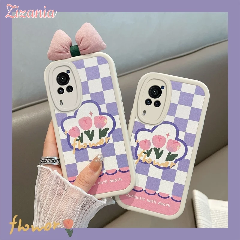

Pink Mosaic Plaid Bow Phone Case for VIVO Y76 70 55 53 52 32 31 S 30 3 X 70 60 27 23 S12 10 9 Pro IQOO Neo 5 3 Z3 Z5X U3X Cover