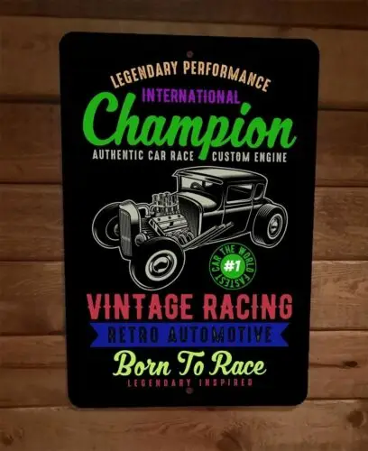 Винтажный гоночный ретро автомобиль Born to Race 8x12 металлическая стена фотоплакат