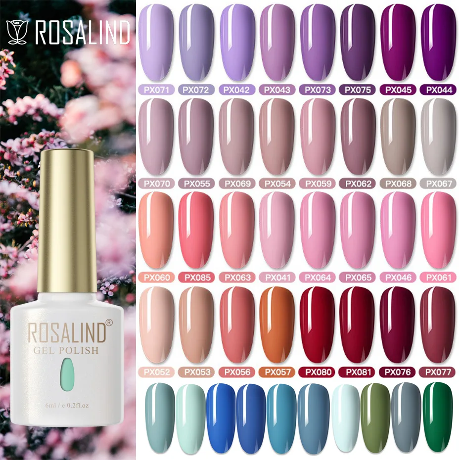 

ROSALIND Gel Nail Polish 73 Colors Varnishes Semi Permanent Hybrid Manicure Nails Art Base Top Coat Need Lamp UV Gel Polish