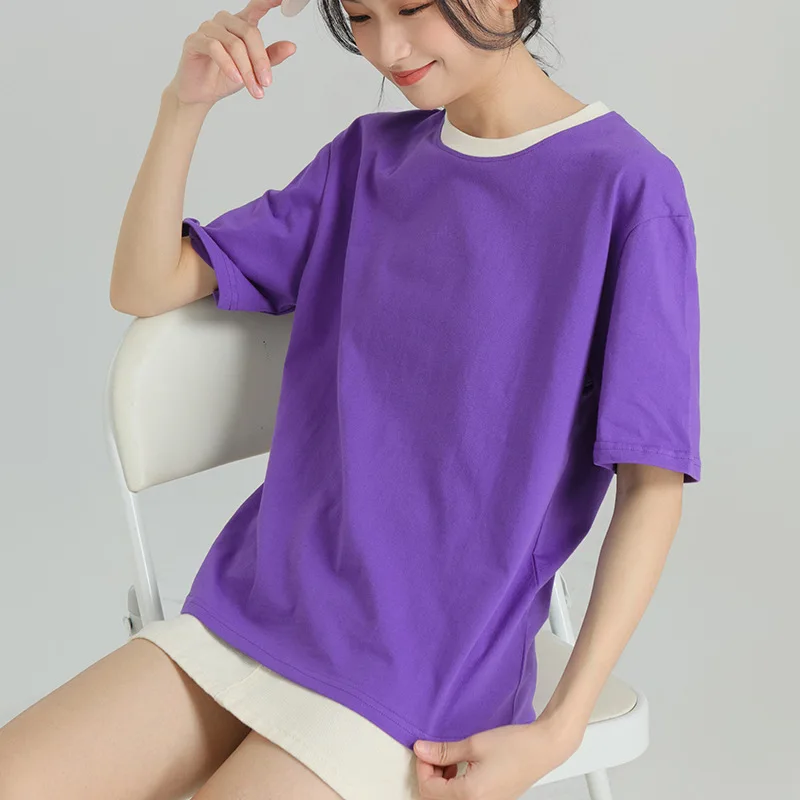 

2022 Summer round neck short sleeve T-shirt loose White