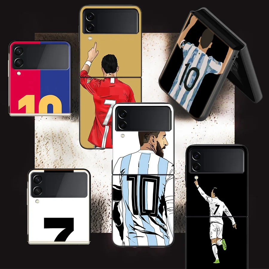 

FootBall Number 7 10 30 Phone Case For Fundas Samsung Galaxy Z Flip Flip3 Back Hard Capa for Z Flip 4 5G Coque