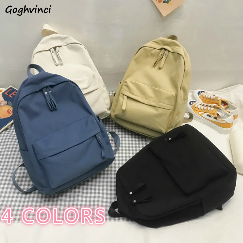 

Backpack Women Nylon Solid Big Capacity Girls School Bag Chic Simple Unisex Couples Travel Bags Bagpack Fashion Ulzzang Harajuku