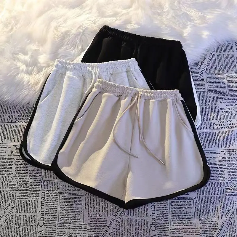 Summer Solid Cotton Casual Versatile Pants Loose Home Sleeping Pants Wearing Outside Student Pants Wide Leg Pants Sports Shorts