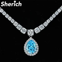 sherich 43ct water drop ice flower cut high carbon diamond s925 sterling silver premium luxury pendant necklace womens jewelry