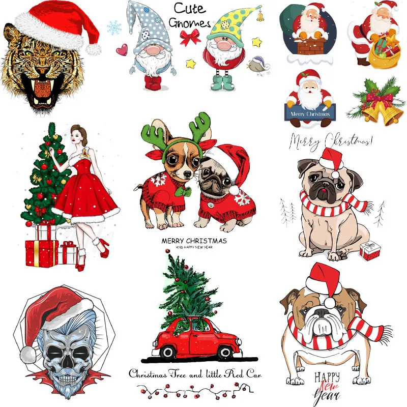 

Merry Christmas Decor Fashion Appliqued Iron on Patch for Clothing DIY Christmas Tree Thermal Sticker for T-Shirt Heat Transfer