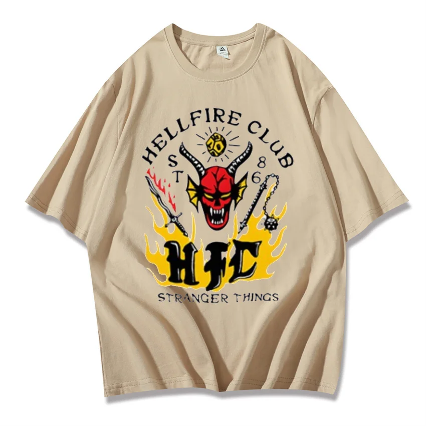

Hellfire Club Tshirt 100 Cotton Stranger Things 4 T Shirt Streetwear Hip Hop Men/Women Four Seasons Tees Print Anime Tops Casual