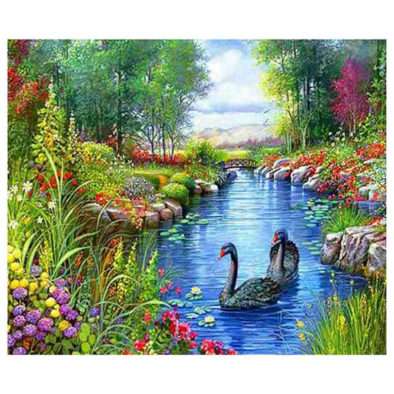 

Diy 5D Diamond Painting Swan Scenery Diamond Embroidery Cross Stitch Christmas Gift Home Decoration