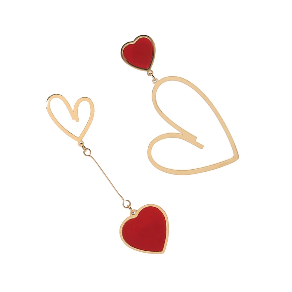 

1 Pair Red Dangle Earrings Poker Pendant Earring Dangle Heart Earrings
