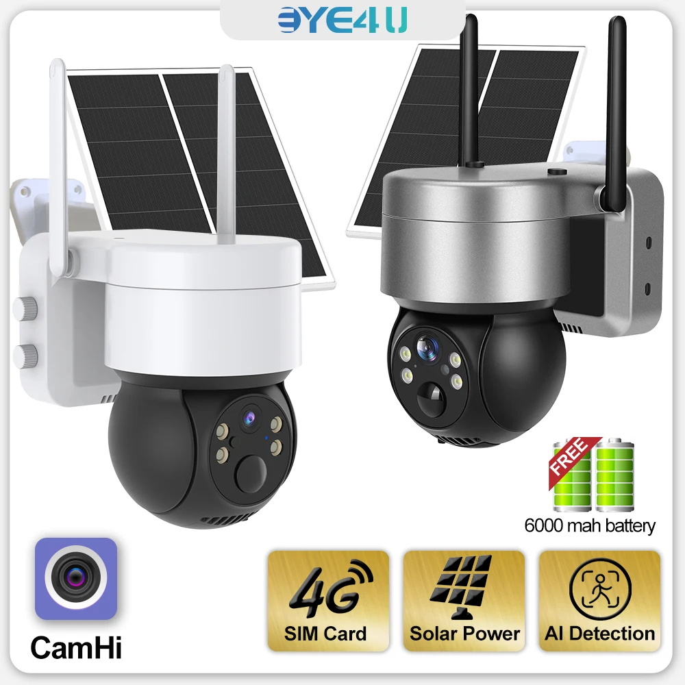 

4G Solar IP Camera Outdoor 1080P FHD Wireless WiFi PTZ Surveillance Camera Security Protection Auto Tracking Smart Home CamHi