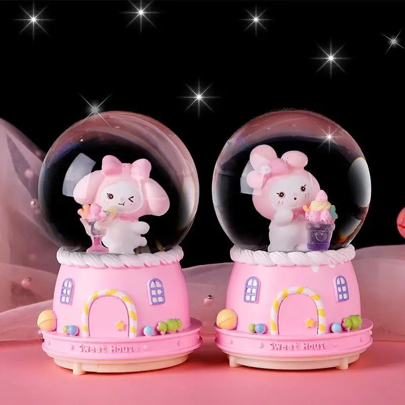 

Kawaii Cartoon Sanrios Plush Exquisite Music Box My Melody Kuromi Cinnamoroll Cute Drifting Snows Luminescence Children's Gifts