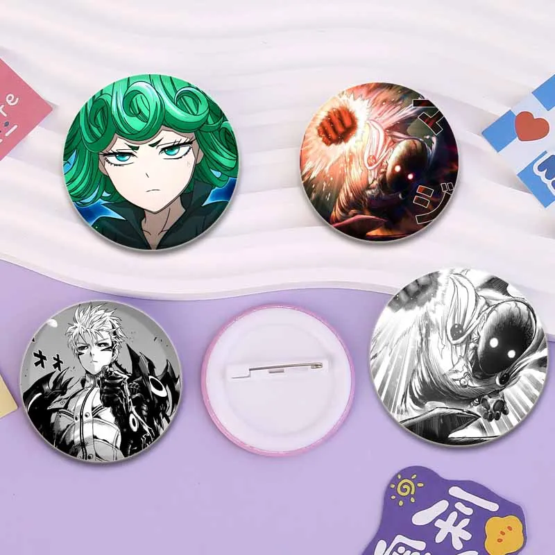 Фото Anime One Punch Man Simple Button Pins,Saitama Genos Jenos Sonic Tatsumaki Fubuki Garou Brooches,Daily Stylish Ornament Badge №2