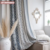 printed blue and white curtains for living dining room bedroom porcelain semi shading cotton and linen american country curtains