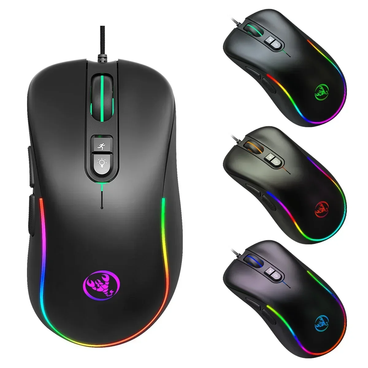 Для ноутбука ПК планшета горячая распродажа игровая мышь J300 с RGB-подсветкой