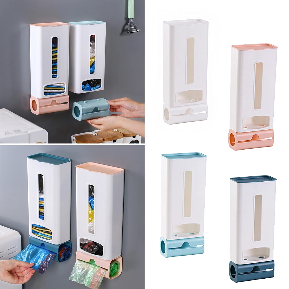 

1PC New Creative Plastic Bag Storage Rack Free Perforation Wall Hanging Kitchen Bathroom Garbage Bag Storage Box Organizer